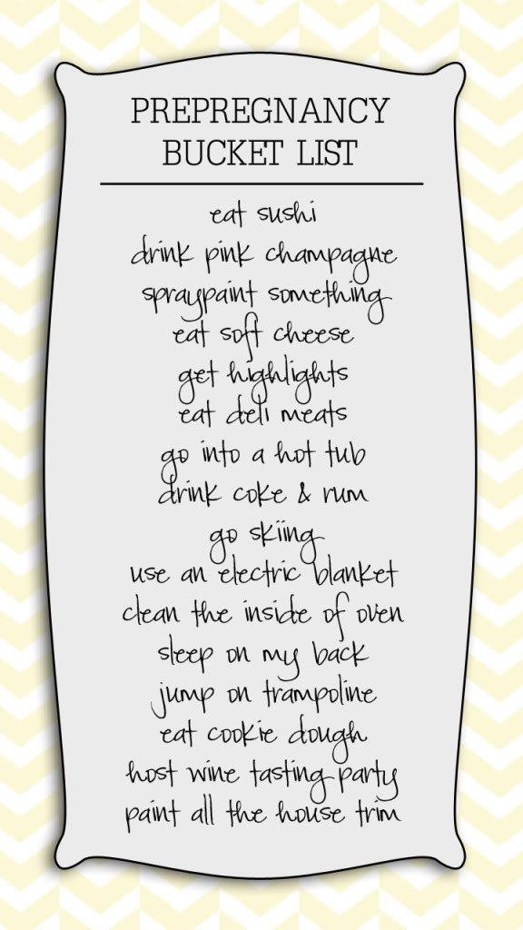 PrePregnancy Bucket List