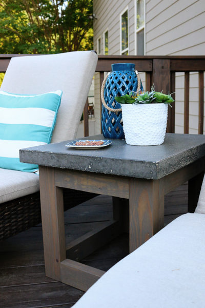 Concrete & Wood Outdoor Side Table