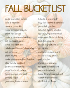 Fall Bucket List 2018 - Bower Power