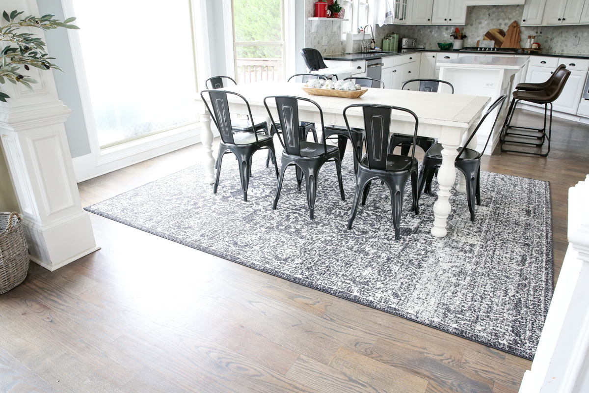 kitchen table with rug underneath